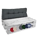 Beautissu Eco Style Cojin - Cojin de Respaldo para Palet Gris Grafito 120x40x10 cm - Cojin...