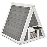 GYMAX 50 x 55 x 52 cm, Caseta para Gatos con Techo Asfaltado y Puerta, Resistente a la...