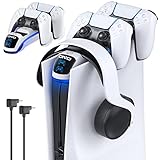 OIVO Cargador Mando PS5 con Soporte para Auricular, Rápido 2H Estación de Carga para...