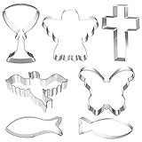 BOZILY Moldes para galletas, 7 unidades, para bautizo, comunión, acero inoxidable, con...