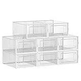 SONGMICS Cajas de Zapatos Plástico, Juego de 8 Organizadores de Almacenamiento, Caja...