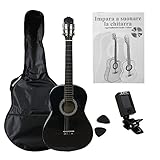 Navarrez NV12PK Starter Set guitarra clásica negro 4/4, bolsa/Gig Bag, libro con CD,...
