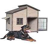 Villa para Perros de Madera Maciza Interior al Aire Libre Jaula para Perros Perrera para...