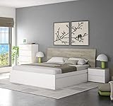 Pack Dormitorio de Matrimonio Completo Estilo Moderno en Color Blanco y Roble Cama 150 cm...