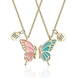 FFWTPY Bff Collar Para 2 Collares de aleación con diseño de mariposas Collar Cadena...