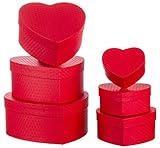 Brandsseller Caja de regalo con forma de corazón, caja de cartón, 6 unidades, color rojo
