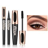 2 in 1 Mascara de Pestañas 4D Waterproof, Mascara de Pestañas con Fibras de Seda,...