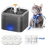 RIGHTWELL Fuente para Gatos 2L Bebedero Gatos, Fuente Agua Gatos con Luz...