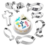KEELYY 7 piezas Cortador de Galletas de Comunión, Forma de Cáliz Pescado Cruz Cristiana...