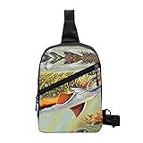WURTON Brook Trout - Mochila cruzada unisex con estampado de pesca con mosca, para hombres...