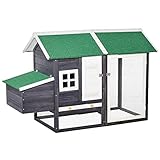 Pawhut Gallinero de Madera Exterior Jaula Cercada para Gallinas con Caja Nido Corral de...