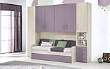 Dafne Italian Design Dormitorio completo con puente – Efecto Altea beige, lavanda (doble...