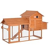 Pawhut Gallinero Exterior Madera Jaula para Gallinas Animales Pequeños con Corredor Techo...