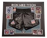 Mike Tyson - Pantalones cortos firmados con marco de lujo y certificado de autenticaciÃ³n