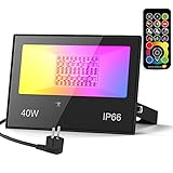 Focos LED Exterior RGB 120 Colores 40W Foco Proyector Exteriores con Control Remoto, IP66...