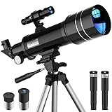 Telescopio Astronómico, 70mm Zoom HD Refractor Telescopio Negro, Ajustable Trípode,...