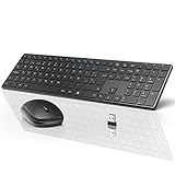 Teclado y Raton Inalambrico Español, 2,4 GHz Ultra Delgado Silenciosos Teclado y Ratón...