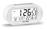 Elbe RD-009-B Reloj despertador con termómetro, adecuado para viajar, display LCD 3,1'',...