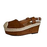 Sandalias de moda de cuña grande zapatos casuales hebilla de paja Baotou mujeres...