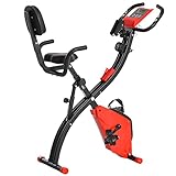 HOMCOM Bicicleta Estática Plegable Regulable en Altura Resistencia Magnética Ajustable...