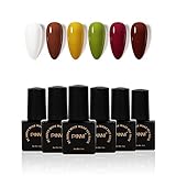 PINNI Set esmaltes de uñas en gel 6 colores, manicura LED UV semipermanente, rojo...