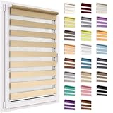 Estor Enrollable Doble Sin Taladrar, 130x220 cm tamaño de la Tela , Duo Rollo Klemmfix,...