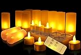 Velas eléctricas y LED recargables con estación de carga, 12 unidades, pilas sin llama,...