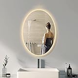 BELOF Espejo de baño Ovalado Espejo de Pared LED Espejo de vanidad con luz Ajustable,...