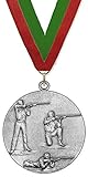 Emblemarket - Medalla de Metal Personalizable - Tiro con Rifle - Color Plata - 6,4cm -...