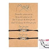 ZHjuju Pulseras Pinky Promise, 2 Pulseras Ajustables, Pulseras a Juego de Distancia para...