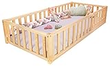 Best For Kids Cuna natural con protección contra caídas Montessori 140 x 200 cm, con...