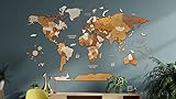 Mapamundi de madera para decorar la pared, realizado con varias capas de madera tintada...