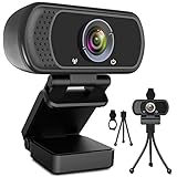 Webcam HD 1080p, cámara web USB para ordenador de sobremesa o portátil, Full HD, ángulo...