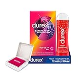 Durex Pack Preservativos Dame Placer 12 Condones + Durex Lubricante Sabor y Aroma Fresa de...