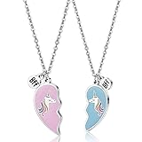 通用 Collar de Unicornio, De Mejor Amigo para 2, Colgante de Corazón de Unicornio,...