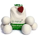 8-Natur - Bolas secadora extragrandes XXL, bolas para secadora de lana naturales - pelotas...