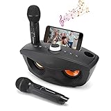 Bewinner Máquina de Karaoke con 2 Micrófonos Inalámbricos, Altavoz Bluetooth para el...