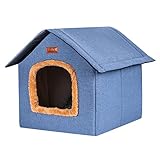 Caseta para perros de interior, refugio para gatos climático, cálido y cómodo, uso...