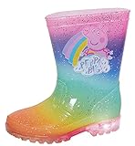 Peppa Pig Botas de agua con purpurina para niñas, luces intermitentes, zapatos de nieve,...