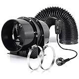 Ventilador Axial, Moonjor 150mm 323m³/h Extractor con Interruptor de Encendido y Apagado,...