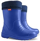 Botas de lluvia ultraligeras para niños y niñas, con forro cálido, botas de agua, Blue,...