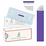 AWAKEN Aguja de Sombreado Microblading 7Pin Flat Sloped de labios de cejas pre estéril Eo...