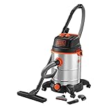 Black+Decker BXVC30XTDE Aspirador multiuso de sólidos y líquidos (1600 W, 30 l, Acero...