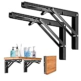 Soporte Estantería Plegable 250MM, LYCXAMES 2 Piezas Negro Escuadras Abatibles Soporte...
