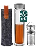 Botella Para Te de Vidrio - Con Filtro Infusor de Acero Inoxidable - Con Funda de Fieltro...