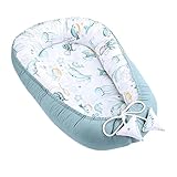 Nido bebe 90x50 cm - De dos caras Reductor de cuna cojin bebe Algodón Color Salvia...
