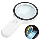Lupa con Luz, 30X Lupas de Mano de Gran Aumento, Lupa para Leer Libros con 12 Leds...