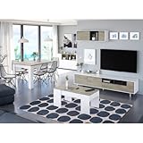 Pack Muebles de salón Completo en Color Roble Alaska y Blanco artik Salón Moderno...