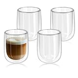 Navaris Set de 4 Vasos de Doble Cristal - Taza de 450 ML de Doble Pared Resistente al...