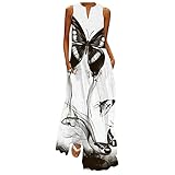 VEMOW Vestido Largo Sin Mangas para Mujeres con Cuello en V Estampado, Fiesta de Verano...